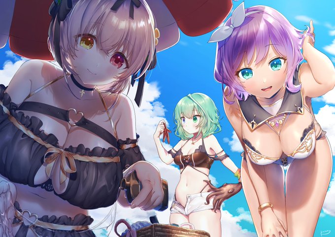 ・うちの子達のイラスト
海だ!! 水着だ!!
折角なのでと素材採取するティル。
サンオイル塗ってくれるアリシア。
からかいに来るアルマナ。
皆かわいいやったー!

※無断転載・無断利用お断り
※イラストはコミッションとして制作を依頼したものです
※霧崎秀征先生に描いていただきました!! 