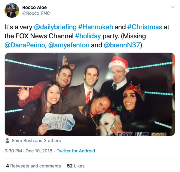 Here are two social media posts about the FNC Christmas Party (this appears to be the party for all of the shows ... the individual shows also have their own parties the following week). Both posts are dated Dec 10, 2018.