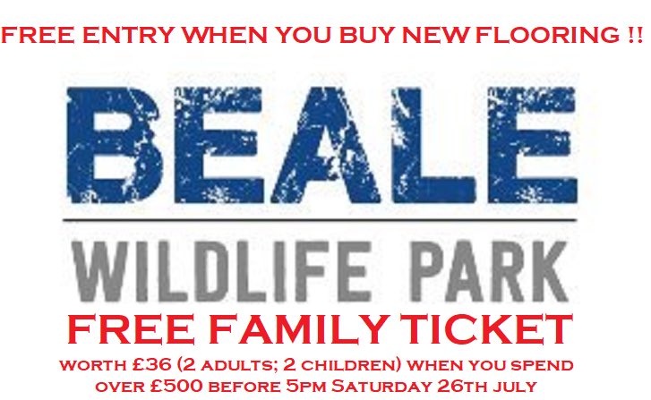 We’ve teamed up <a href="/BealePark/">Beale Wildlife Park</a> to offer a great deal this week. There’s an EXTRA 15% OFF every floor in our Summer Flash Sale, and then everyone who spends £500 or mire will receive a FREE Family ticket to the Wildlife Park ! An Amazing week to buy a new floor for your house !