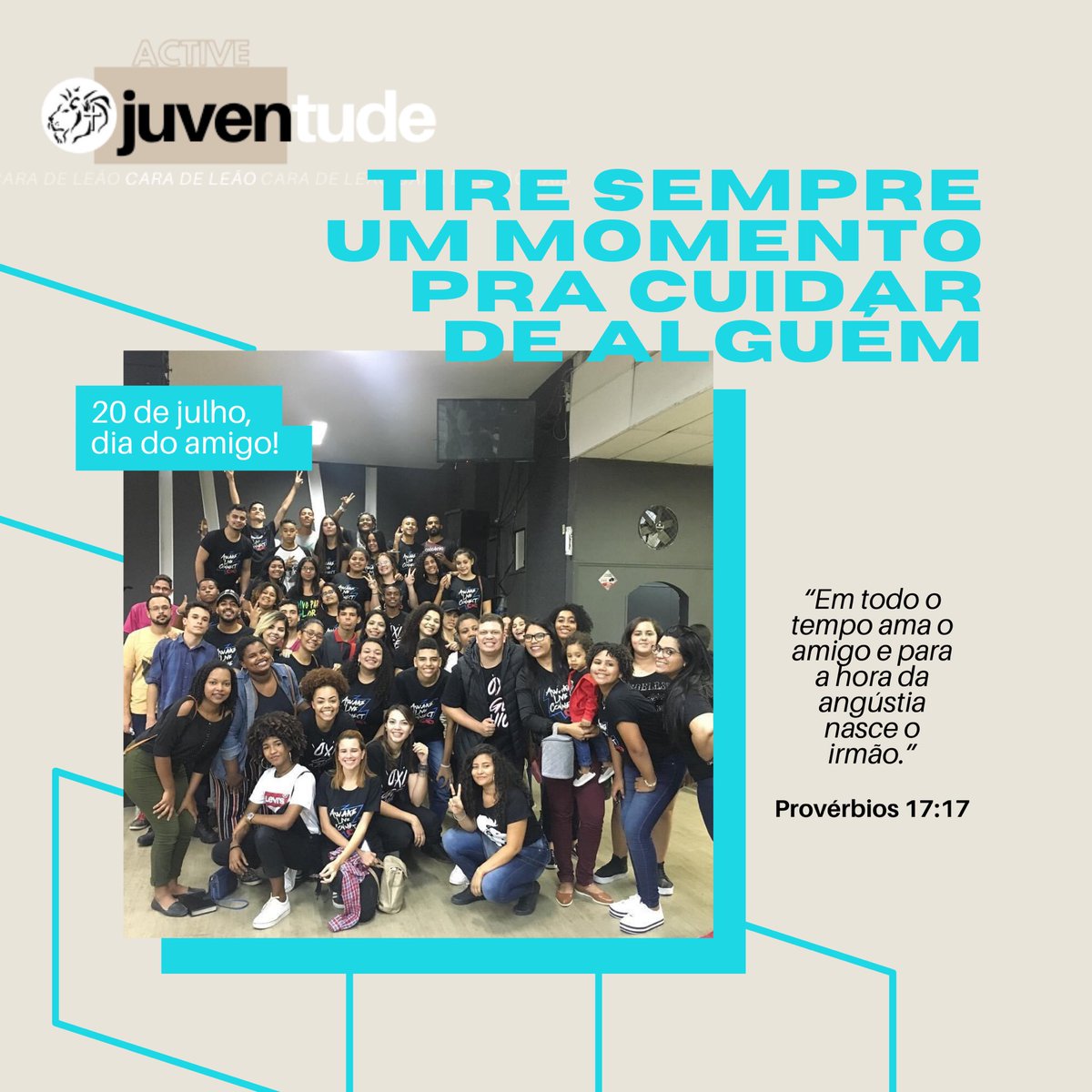 juventudepvnjl's tweet photo. Foi dia 20... mas, pra noix todo dia é dia de #zelar por alguém! Marca aí seus melhores amigos! https://t.co/NIyRrTxGkB