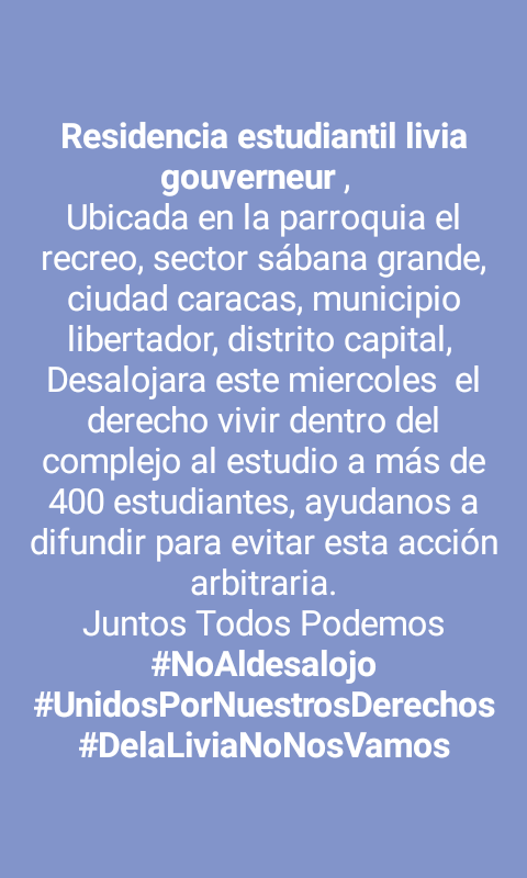 melvisjose2's tweet photo. Hoy más de 400 estudiantes residentes en la #Livia se le solicito el desalojo por parte del gobierno. ¿Dónde están los derechos de los estudiantes? #NoAlDesalojo #UnidosPorNuestrosDerechos #DeLaLiviaNoNosVamos https://t.co/G2KwjIZtGt