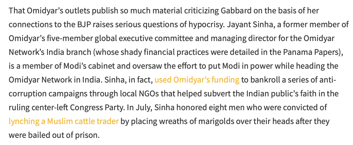  @PMOIndia  @narendramodi should be careful. He has Jayant Sinha in his cabinet, a former member of Omidyar’s five-member global executive committee and managing director for the Omidyar Network’s India branch. Omidyar's inside man in Modi's government who may work to undermine it