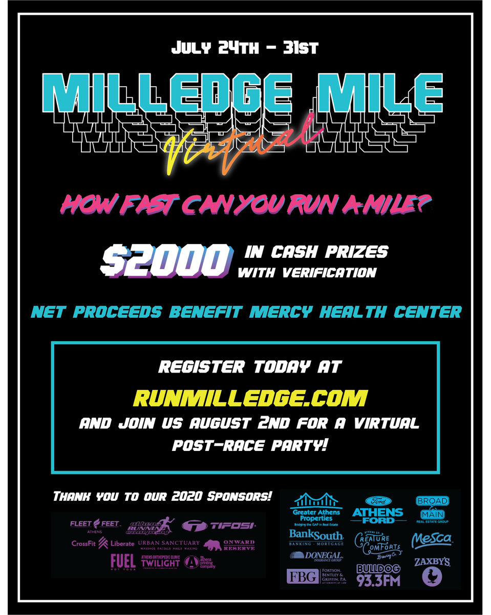 How Fast Can You Run a Mile? Sign up today and show the world. Register at runmilledge.com Net proceeds benefit @MercyHealthCenter