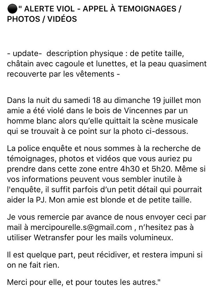 E Carie Tw Viol Bois De Vincennes Appel A Temoignages Merci De Rt