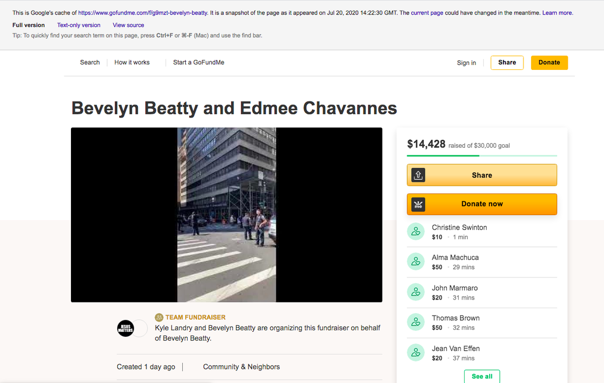 24. They also set up a GoFundMe but it has since been removed. This screenshot is from Google cache.L:  https://webcache.googleusercontent.com/search?q=cache:OXh2rw437-AJ:https://www.gofundme.com/f/g9mzt-bevelyn-beatty+&cd=1&hl=en&ct=clnk&gl=usR:  https://www.gofundme.com/f/g9mzt-bevelyn-beatty