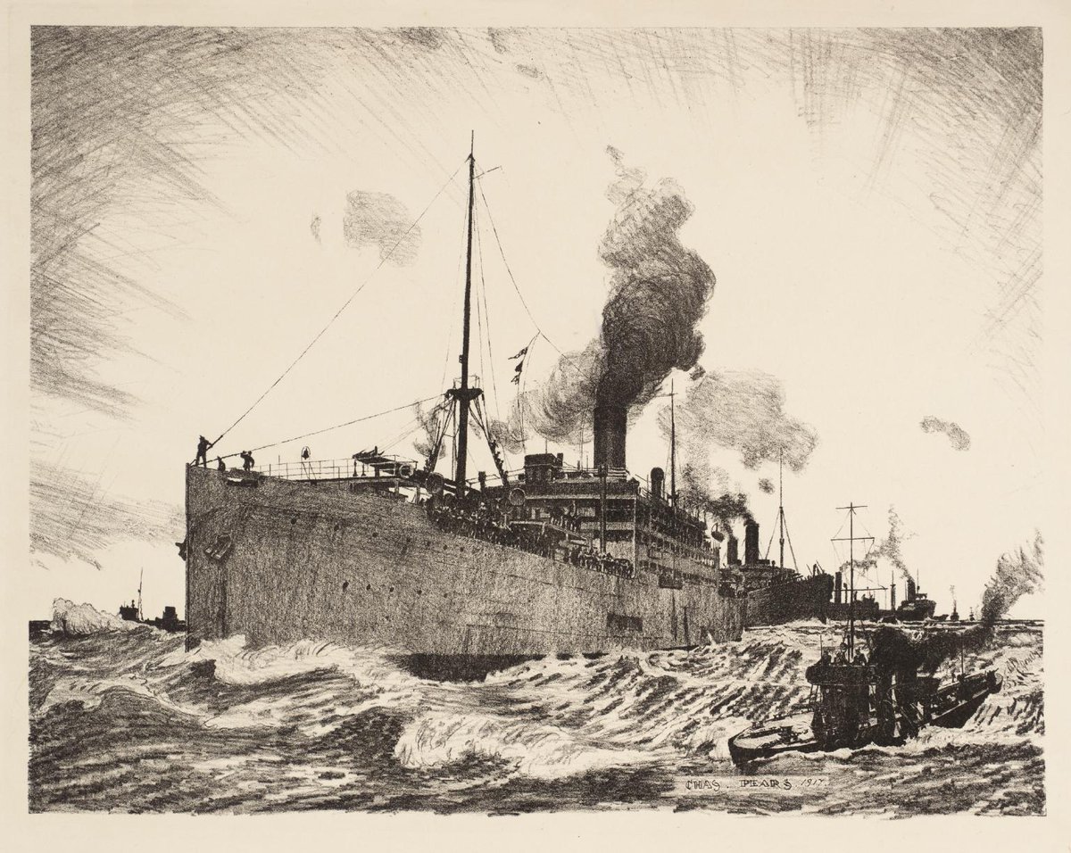Transport by Sea: Transporting Troops, Charles Pears, 1917 tate.org.uk/art/artworks/p… #charlespears #tatemuseum