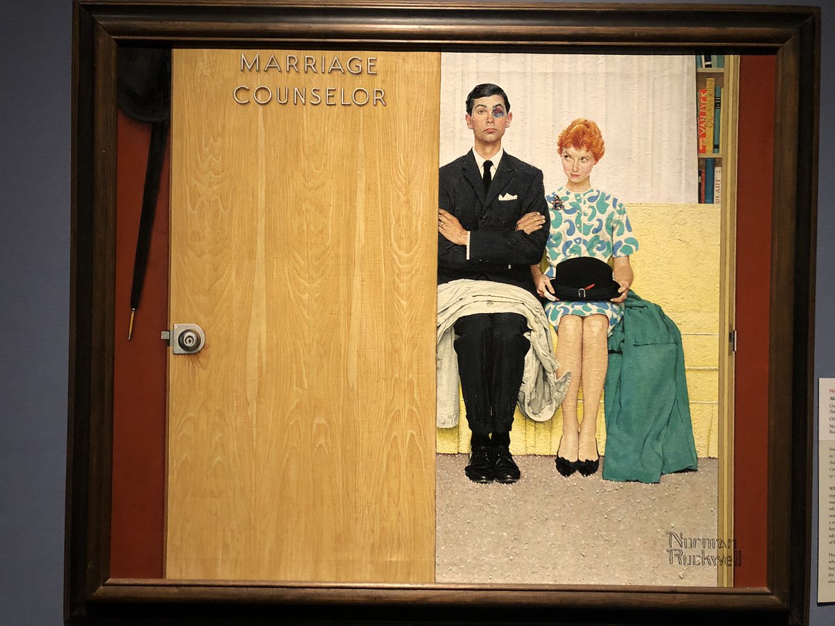 Rockwell turned more and more to full-length paintings when he grew older, some with a humorous twist.