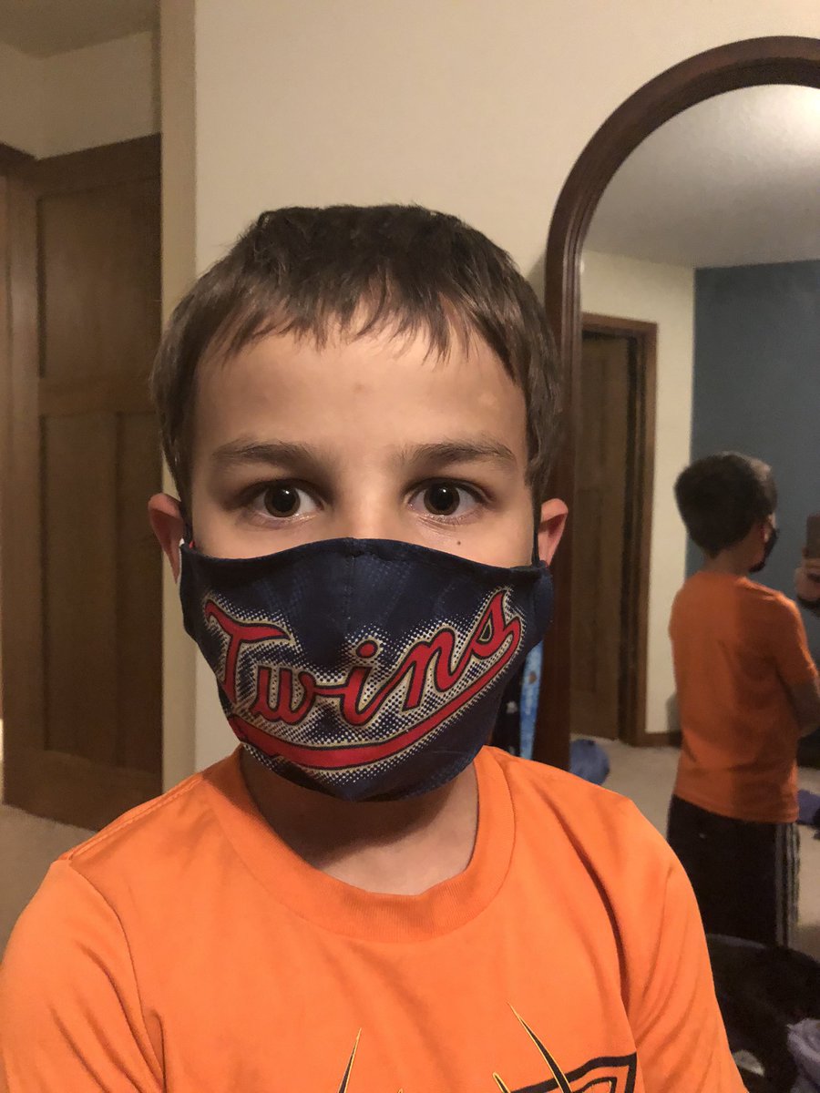KTRogue5's tweet photo. @Twins My little boy is bummed that the Twins Camp upped the age limit this year but he will still mask-up and support his favorite team https://t.co/Zj8yveBbXk