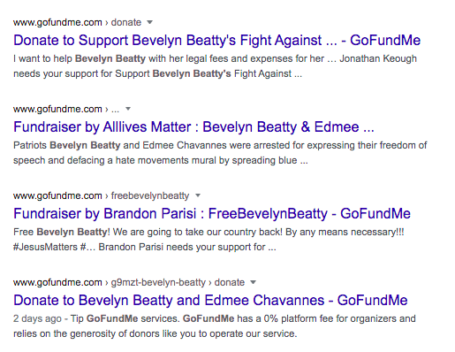 26. I turned up even more GoFundMe campaigns for Beatty with a Google search. All have been removed or deactivated.