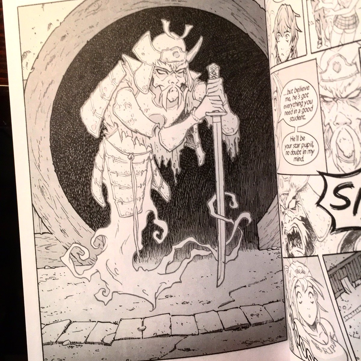 markcrilley's tweet photo. Artwork from BRODY’S GHOST; the debut appearance of the samurai ghost character, Kagemura. #graphicnovel #brodysghost https://t.co/VlJhhBP282