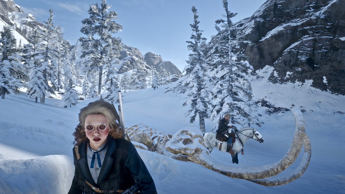 Candysseus's tweet photo. If you head up to the snow, 
keep a look out between 

DEADBOOT CREEK &amp; SPIDER GORGE 

for a mammoth find.

#MissCandyLicious 🍭 #Epimenides299 
📸 #SweetAsPhotos #NoFilters  
#RedDeadOnline #RedDeadScenes https://t.co/iysAVaC75H