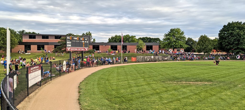 David_M_Ryan's tweet photo. Class 3A Regional Final Softball starts now. The Blue Raiders of Anamosa visiting the Mount Vernon Mustangs. #nicecrowd @IGHSAU https://t.co/3YHytI2Ylu
