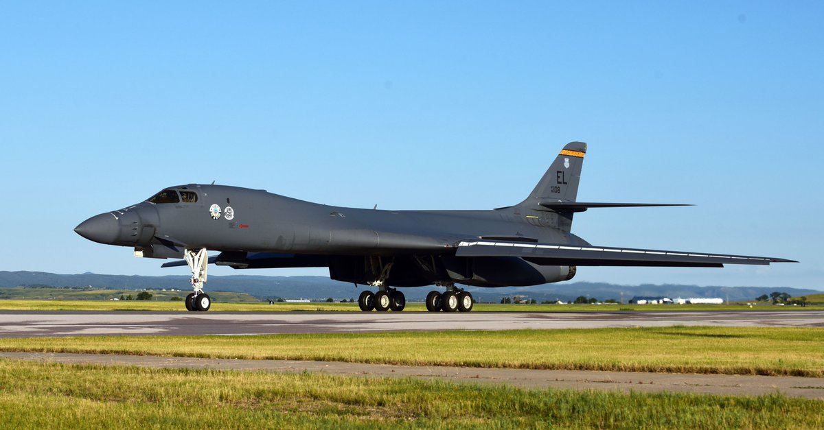 A #B1BLancer assigned to the #37thBombSquadron taxis on the flightline at #EllsworthAirForceBase, S.D., July 16, 2020.