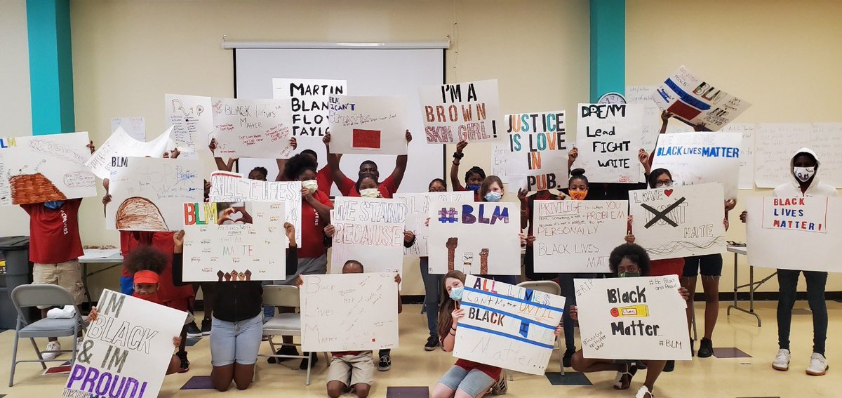 SSK8Tampa's tweet photo. SSK8 middle school students participating the Tampa YMCA Achievers Camp lead a peaceful protest for the #BlackLivesMatter movement. #SSK8Proud #WeAreSSK8 #InThisTogether https://t.co/hKjcWmQ4wW