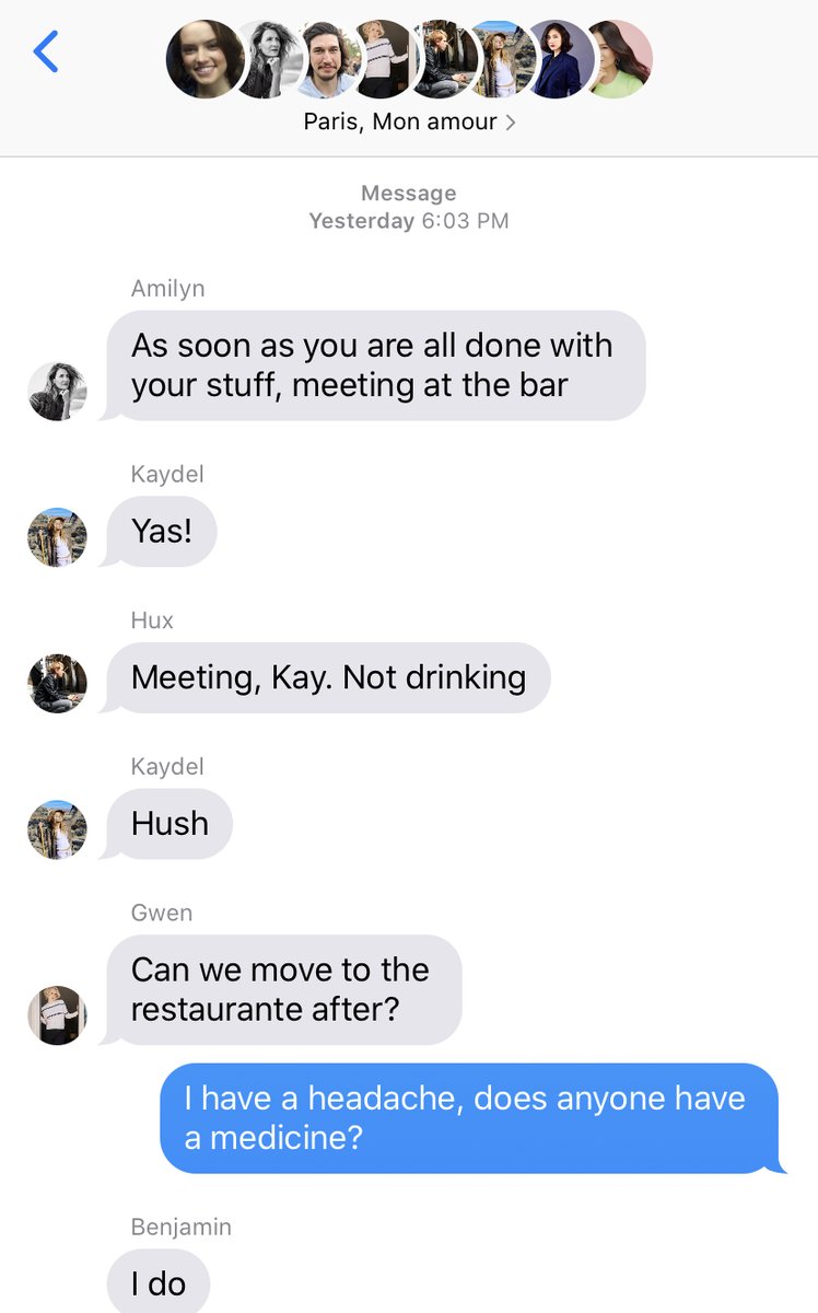 10.First night in Paris, group chat