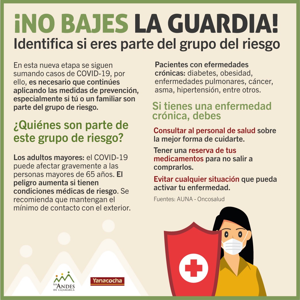 LosAndesCaj's tweet photo. Los adultos y personas con enfermedades crónicas forman parte del grupo de riesgo son más vulnerables a contagios. Conoce aquí las medidas de prevención que puedes tomar para cuidar tu #salud y la de tus seres queridos, si forman parte de este grupo 👇
#Prevee #Protégete #ALAC https://t.co/cZxo69GsgE