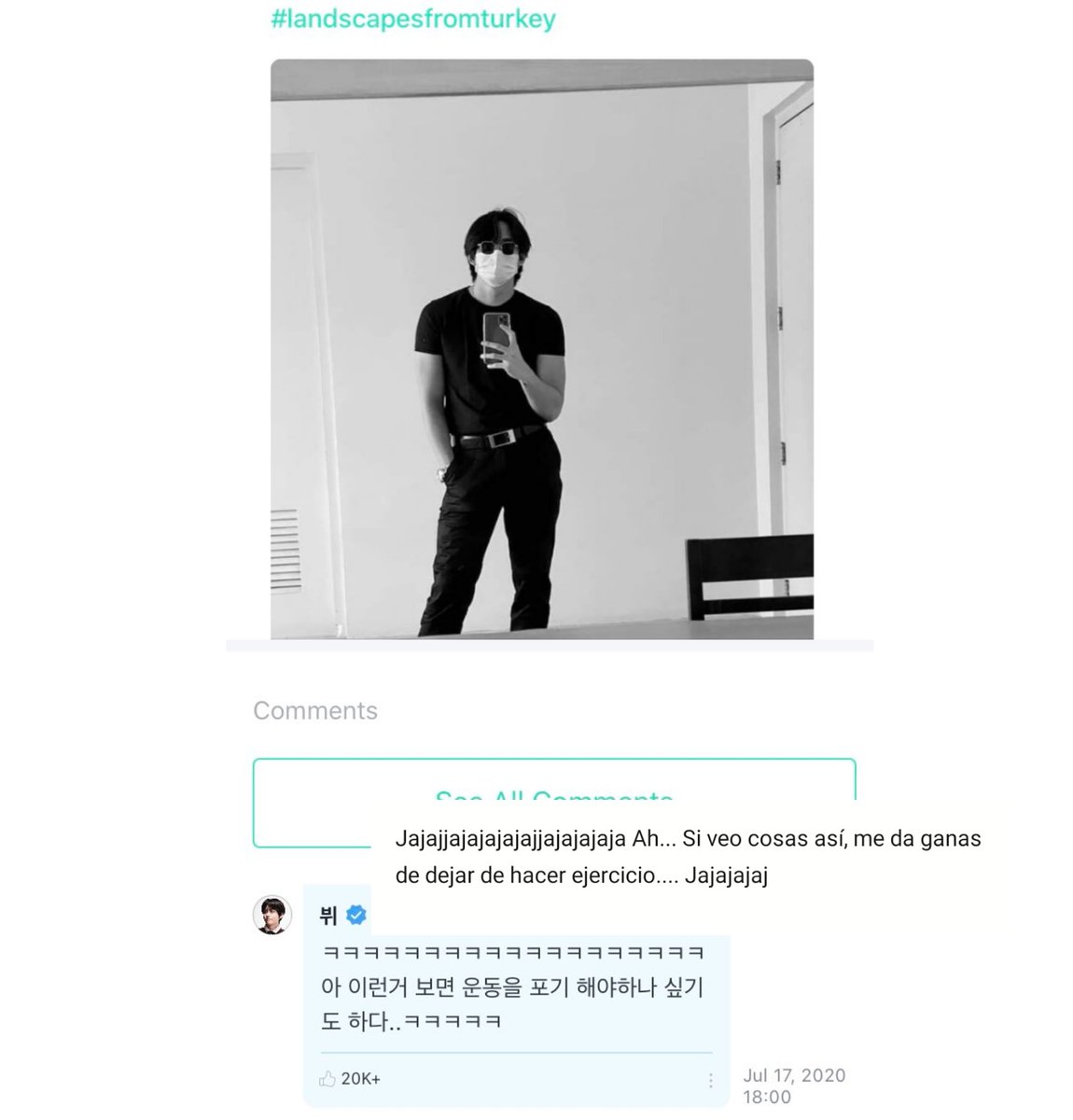 [200718] #WEVERSE

TRAD ©Taehyung.chile 

<a href="/BTS_twt/">방탄소년단</a> #V #뷔 #태형 #김태형 #TAEHYUNG #방탄소년단뷔 #BTSV #방탄소년단  #BTS #BTSARMY