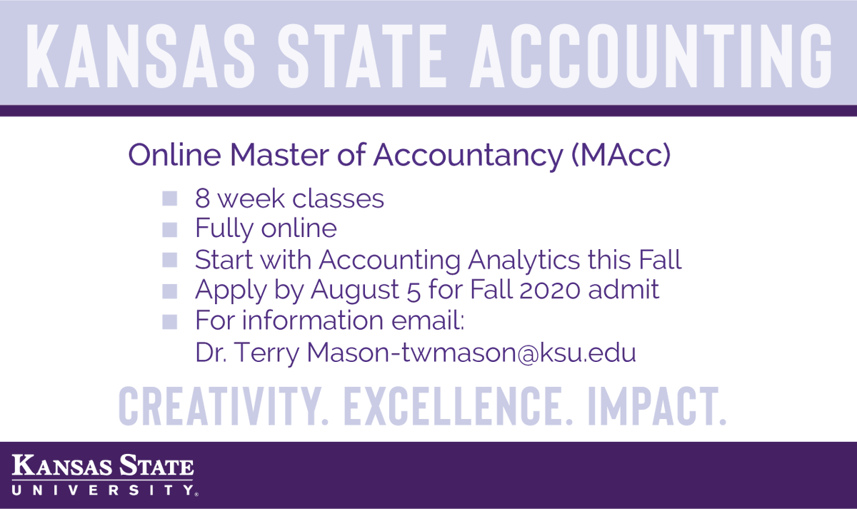 KStateAcc's tweet photo. Enhance your accounting knowledge & advance your career! #kstateaccounting #kstateimpact https://t.co/4LK2bowZXJ