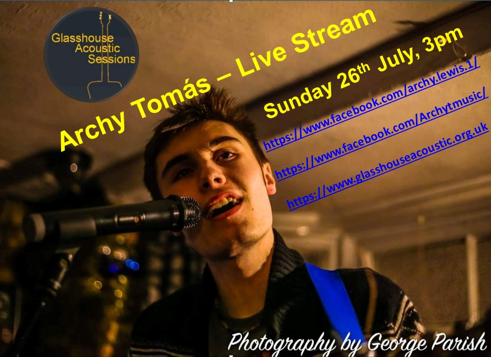 We're sorry to announce the cancellation of the <a href="/GlasshouseAcous/">GlasshouseAcoustic</a> Session on 26th July featuring Willow Tree Revival, Sophie Frear and Archy Tomas. However, we're delighted that Archy will be doing a live stream on 26th July from 3.00pm. Details at facebook.com/events/2918350…