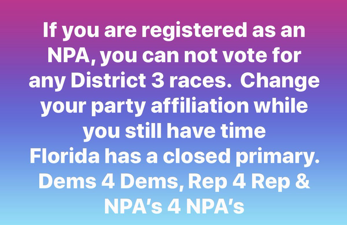 Florida has a closed primary so you can only vote your party. #FlDems #GOTV #BlackCommunity