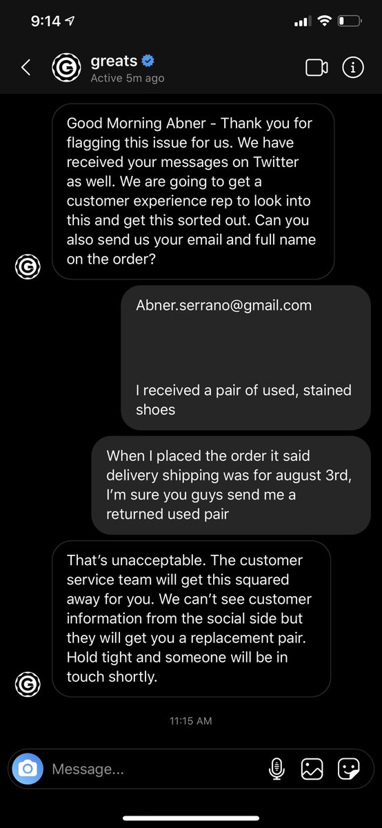 abnerserrano's tweet photo. @greatsbrand disgraceful customer service. Since there’s no phone number to call to get help I tried All social media and still no contact. Shame on you Greats https://t.co/ot2c70Cd5U