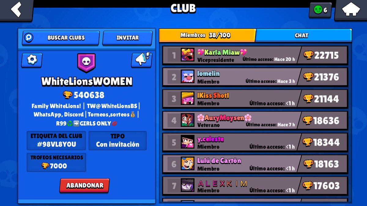 WomenLions's tweet photo. Empezamos con los RC!
💕Requisitos:
▫️Jugadoras activas y +7K🏆
▫️Uso de discord y whatsapp
✖️Para unirte, DM 💌✖️
#BrawlStars #competitive 
@WhiteLionsBS 
@agustinHD_BS https://t.co/GoYWWMKb5d