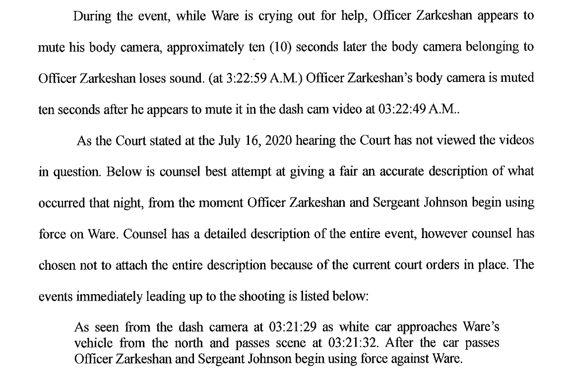  to read the whole document from David Ware's attorney yourself:  https://www.oscn.net/dockets/GetCaseInformation.aspx?db=tulsa&number=CF-2020-2889&cmid=3363038this tweet and the next two are the defense's recitation of what video of the June 29 shooting of Tulsa Police Sgt. Craig Johnson/Officer Aurash Zarkeshan shows. (it is quite detailed.)