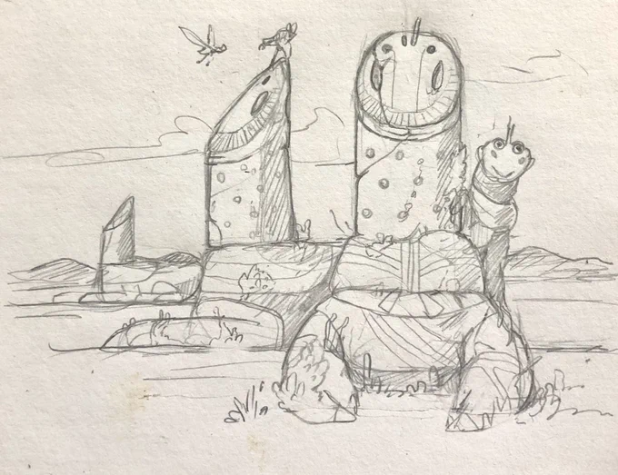 Some quick doodles from this morning. Ancient whistling statues and a tasty fungus-plant symbiote. 