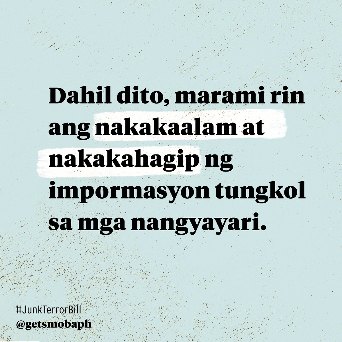 getsmobaph's tweet photo. Bakit nga ba tayo nag-iingay online? May pupuntahan ba talaga 'to?

Kasama ng pagpoprotesta offline, pakikipag-usap, pag-eemail at iba pang mga paraan ng pagpapahayag ng ating saloobin, malaki ang nagagawa ng pag-iingay online. https://t.co/4vX9GwOPy4