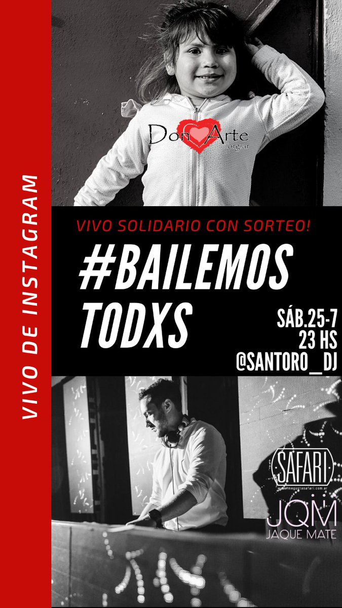¡Hola! Mi amigo DJ, Guido, el próx finde hará vivo solidario para ayudar al merendero "LA HORA FELIZ". 
Todxs lxs que quieran colaborar deberán hacerlo acá 👉 donaronline.org/don-arte-argen… y automáticamente participan de un sorteo. #BailemosTodxs ¡Ayúdanos a ayudar! ¡RT PORFA!
👇👇👇👇