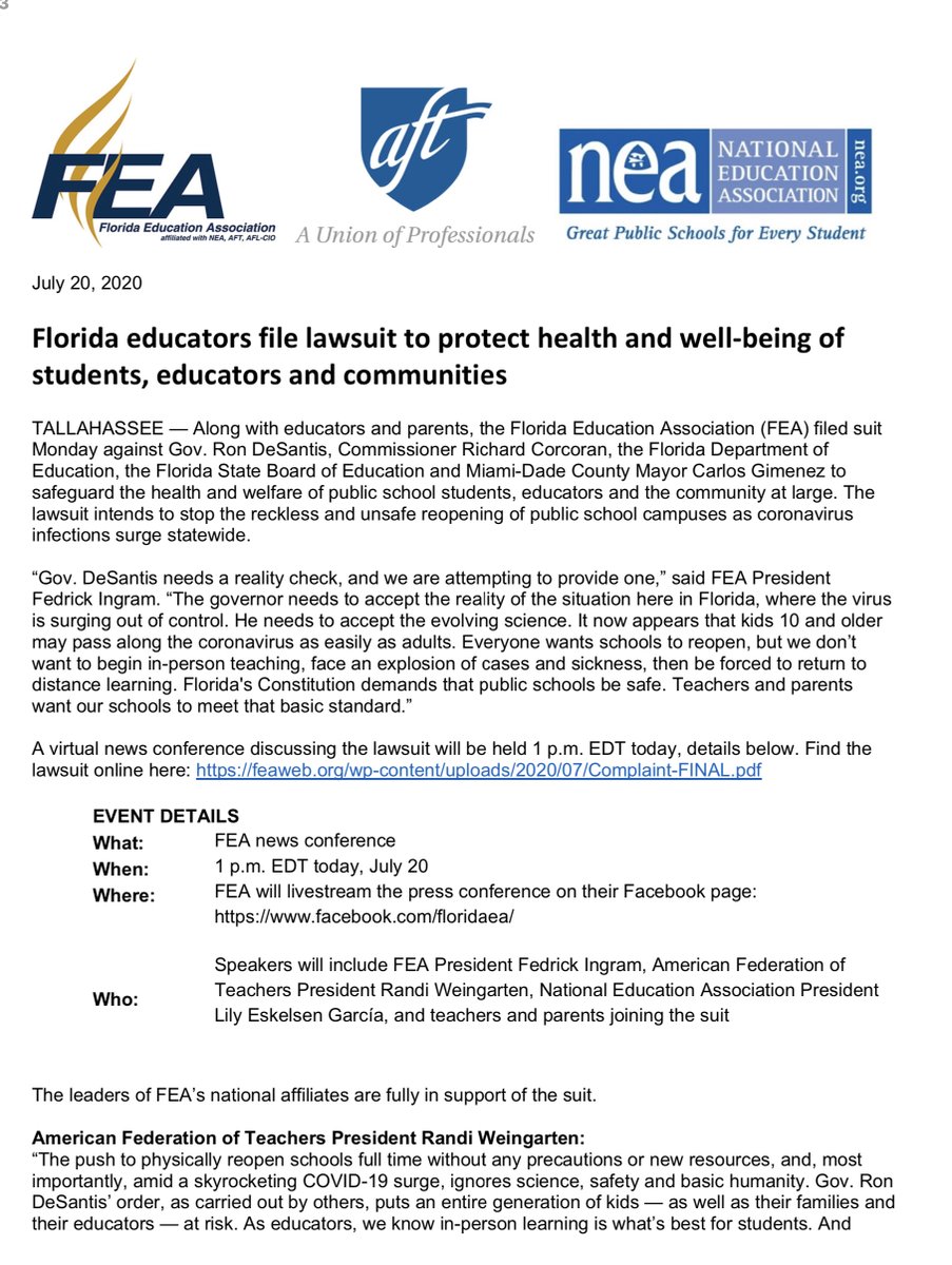 This link will take you to today‘s Press ReleaseIMO the Wash Post Article was a little light on facts so I decided to track down straight from the FEA source.See page 2, last paragraph - it’s alarming & this is when Unions really do come in handy https://feaweb.org/wp-content/uploads/2020/07/7.20.20-FEA-release-litigation.pdf