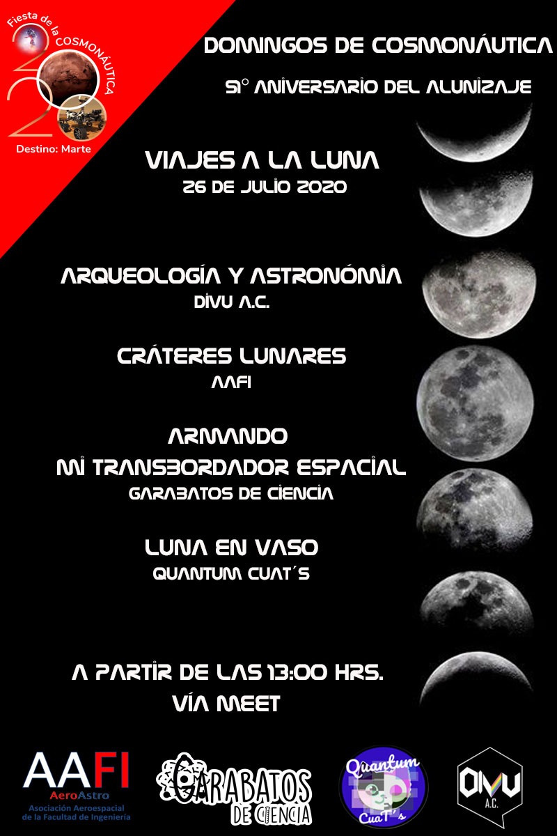 cosmofest_mx's tweet photo. Dentro del marco de celebración del 51° aniversario del Alunizaje 🚀🌕 la Fiesta de la Cosmonáutica te invita a participar en la segunda edición de sus Domingos de cosmonáutica con la temática: Viajes a la luna 🌖

Más info en https://t.co/GWD4pI5yQ8 https://t.co/KhBCpAyXqi
