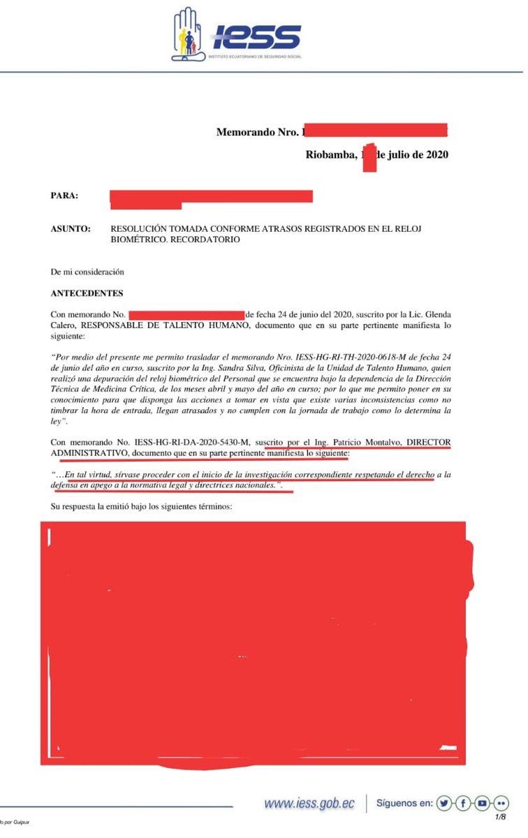 FandetLawFirm's tweet photo. . @JorgeWated Asumimos la defensa de los médicos del Hospital del IESS Riobamba, exigimos a su Director Administrativo, Patricio Montalvo, parar el hostigamiento a nuestros #HéroesDeBataBlanca y respetar sus derechos. Abrimos hilo. 👇 https://t.co/JOxQ8I0mVn