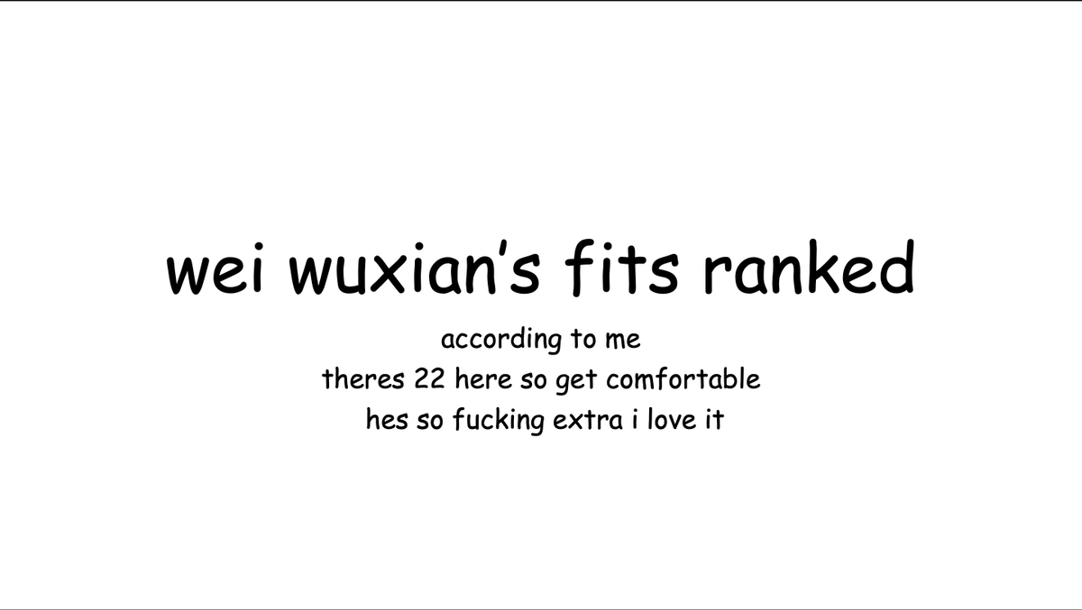 i have spent the last two days gathering screenshots, debating, and analyzing-all for this ppt dedicated to wwx's clothes throughout cql !!! pls feel free to qrt/reply with ur thoughts i had a lot of fun making this so i hope u all enjoy!