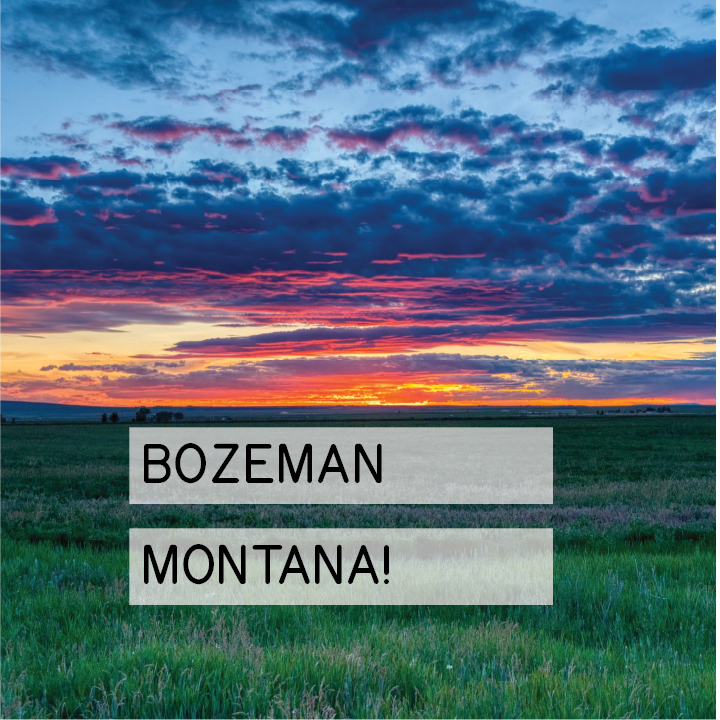 Sunset photo with caption: Bozeman Montana