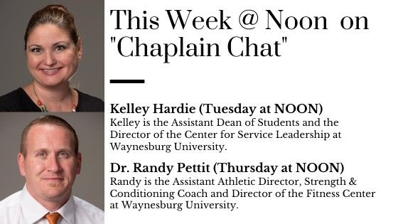 FaithAtWU's tweet photo. This week on the @WaynesburgU “Chaplain Chat” - Kelley Hardie & Dr. Randy Pettit join me for conversation on faith, work, calling & much more! #GROW #ChaplainChat https://t.co/52dcjCFxVm