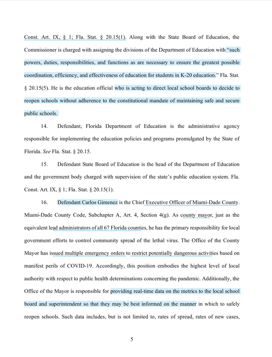 .  @GovRonDeSantis: “..meeting the dangers presented to this state and its people by emergencies.” @richardcorcoran; “decide to reopen schools without adherence to the constitutional mandate of maintaining safe and secure public schools”OH. MY GOD. ALMIGHTYPAGE 7 PARAGRAPH 22