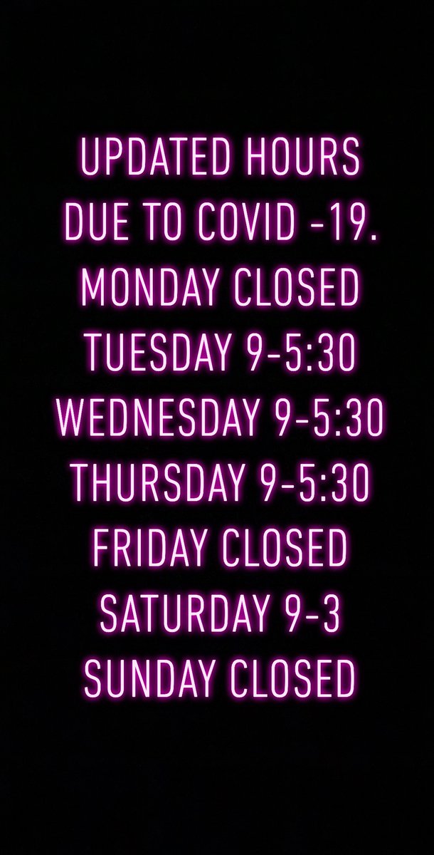 We truly appreciate the continued support of small business! We are expanding our Covid-19 hours - as of July 21 here our new business hours