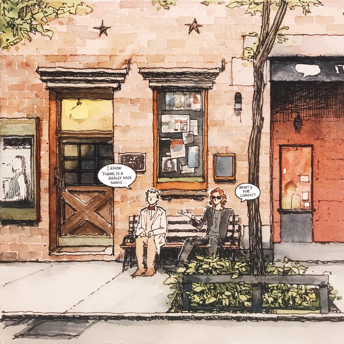 DAIST19's tweet photo. some watercolors from last year 
#GoodOmens https://t.co/f86SFzkFlq