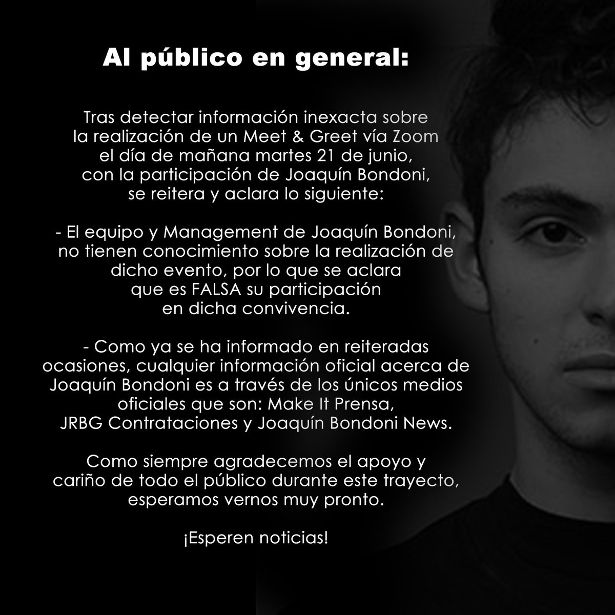 JBondoniNews's tweet photo. COMUNICADO IMPORTANTE 🚨@JoaquinBondoni @makeitprensa @JRBG_Management https://t.co/OjMO1xVQy2