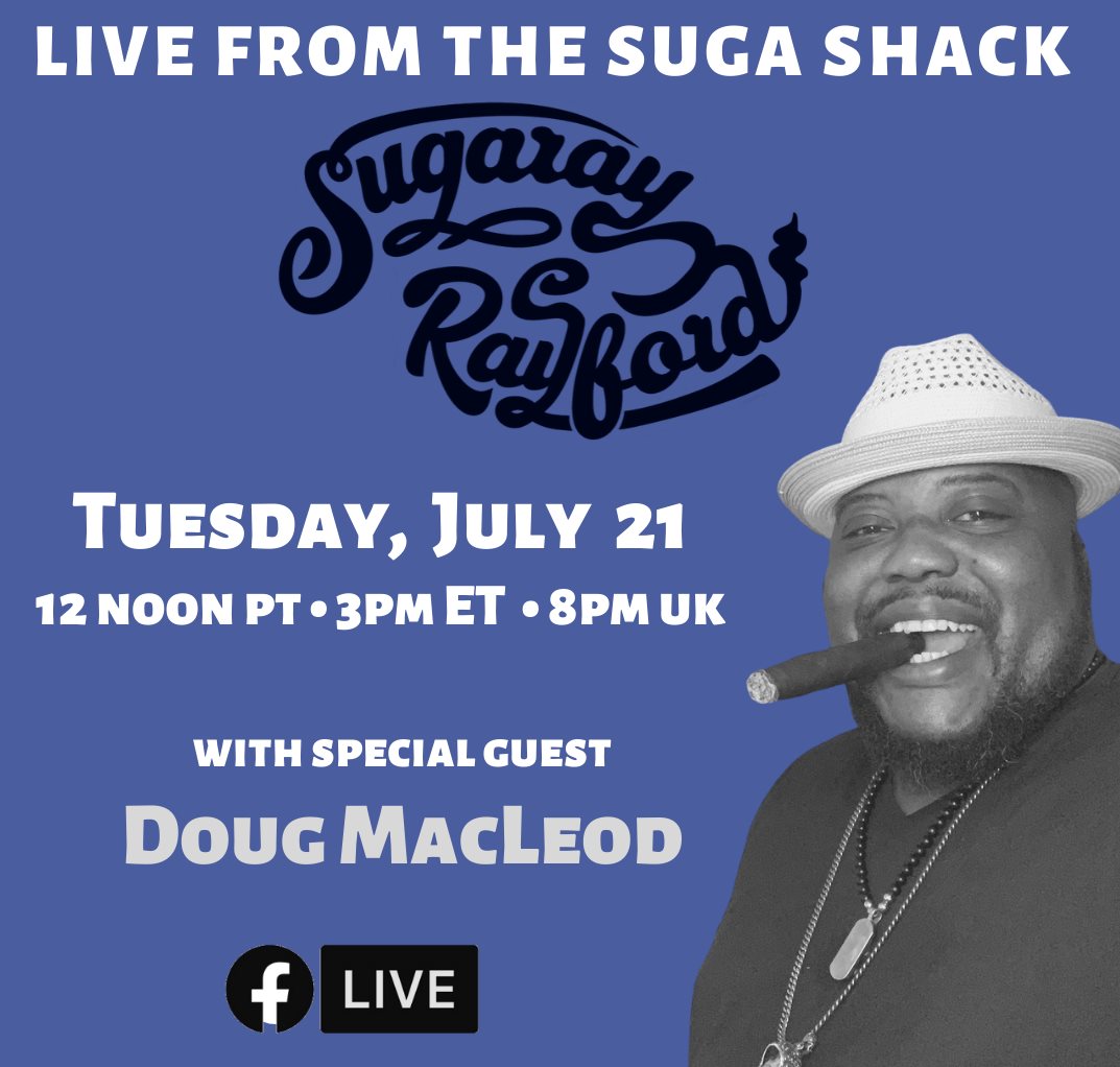 SugarayRayford's tweet photo. Another week, another episode of LIVE FROM THE SUGA SHACK! Tune in tomorrow on Facebook to catch my conversation with Doug MacLeod. 12 pm PT/3 pm ET/8pm UK. Don’t miss it! https://t.co/lyqMU6V3b1
#sugarayrayford #livestream #bluesmusic #fblive #dougmacleod #blues https://t.co/CsUoWii9De