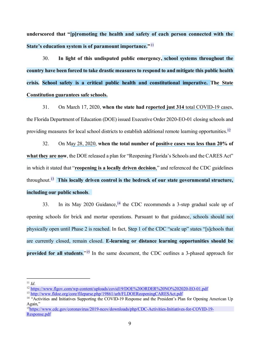 March 17, 2020, when the state had reported just 314 total COVID-19 casesJuly 20, 2020*Total cases =360,394 Hospitalizations =21,263Deaths =5,072*data source  https://www.floridadisaster.org/globalassets/covid19/dailies/state_reports_20200720.pdfFEA lawsuit https://feaweb.org/wp-content/uploads/2020/07/Complaint-FINAL.pdf