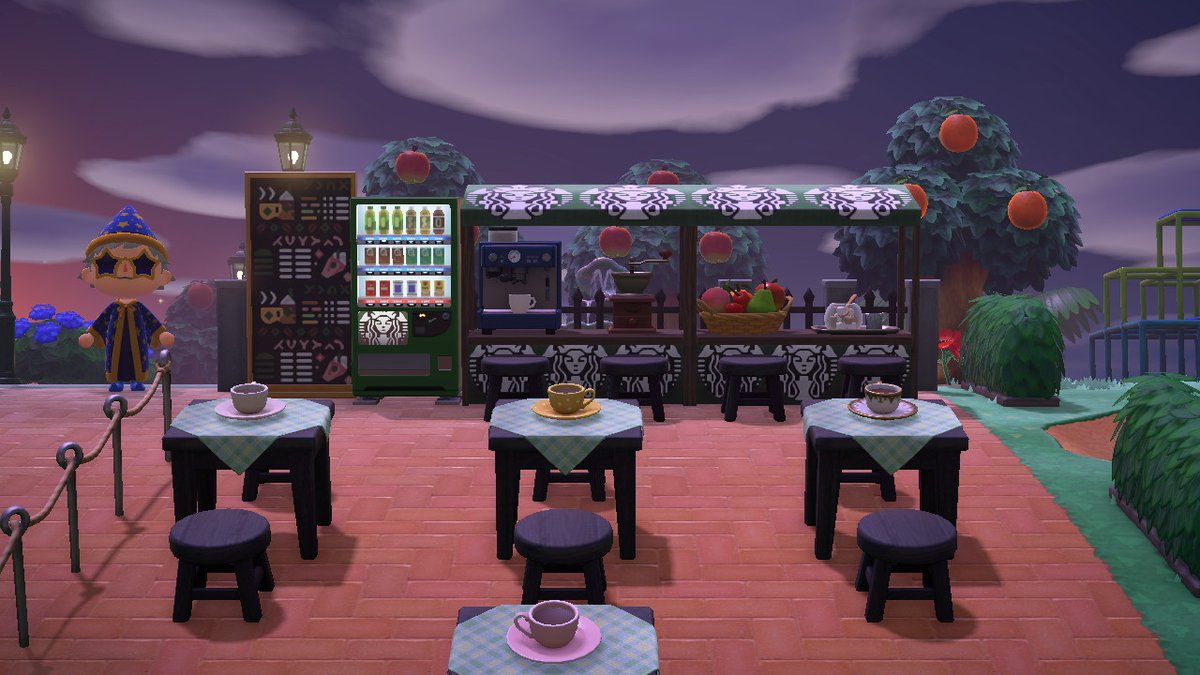 design_acnh's tweet photo. #AnimalCrossing #ACNH #NintendoSwitch shadypines has a great coffee shop, a cake bakery, a pizza place, and a news stand!! #acnhdesign https://t.co/Xbut2M4kJK