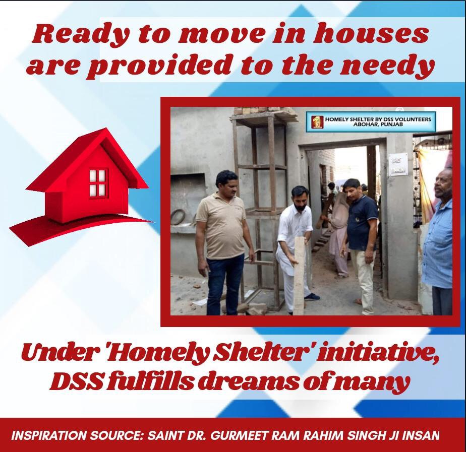 officialmsgfans's tweet photo. Thousands of people are unable to fulfill their dream of home. Disciples of @derasachasauda are contributing to 'Homely Shelter' initiative &amp; help in constructing #HomeOfDreams for the needy free of cost. This is only possible with the guidance of St. @Gurmeetramrahim ji. https://t.co/1pFuN5QVVr
