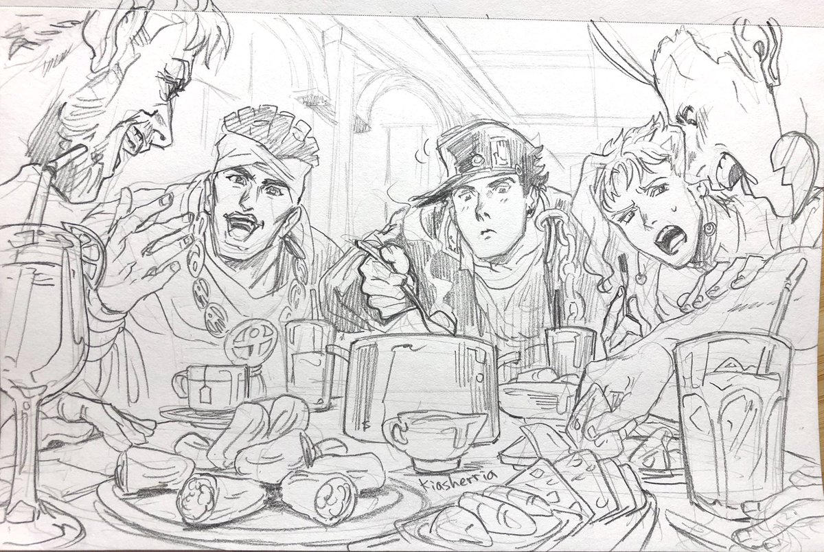 More of that Egypt trip~~
My personal fav is still the food one. ?
#jjba #JotaroKujo #kakyoinnoriaki #polnareff #JosephJoestar #avdol