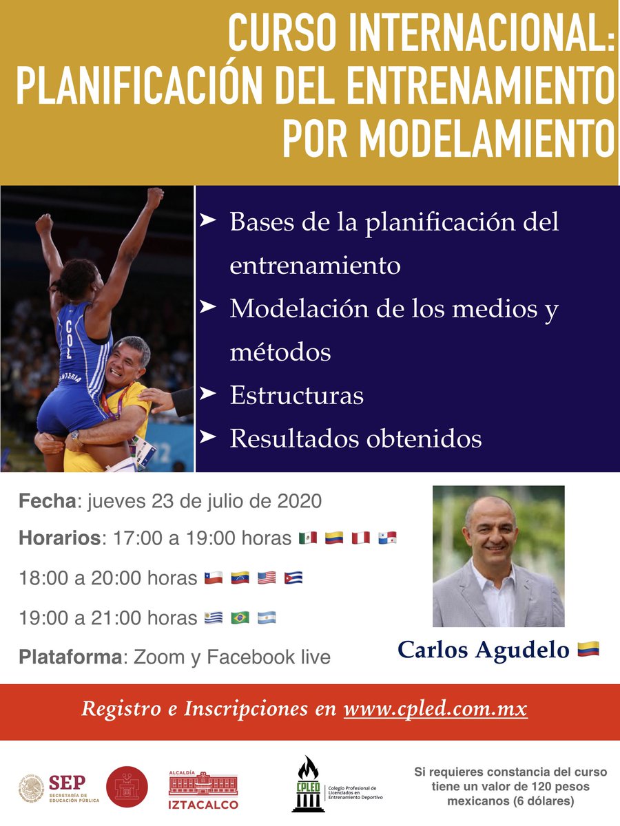 COLEGIO_DE_LED's tweet photo. *Te invitamos a nuestro próximo Curso Internacional. Registrate Ya!!!* https://t.co/ivfafuRX5t La Alcaldía Iztacalco en coordinación con el CPLED convoca al Curso Internacional Planificación del Entrenamiento por Modelamiento el día 23 de Julio 2020 a las 17 horas de México https://t.co/pBlK1ufHDc