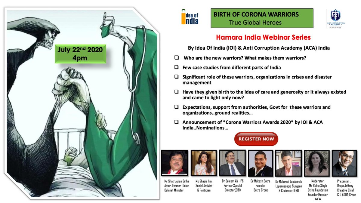 ACAINDIA (@aca_india) on Twitter photo Just One Day Left, #Registrations Filling Fast.
Witness & be the Part of This Prestigious Online Event!
Live on 22nd July 2020 at 4pm
REGISTRATION LINK:
forms.gle/e5iuBKn5fHFByW…
#Covid19 #Coronawarriors #GlobalHeroes #IOI #ACA #BirthofCorona
<a href="/WHO/">World Health Organization (WHO)</a> <a href="/COVIDNewsByMIB/">#IndiaFightsCorona</a> <a href="/AyushmanNHA/">National Health Authority (NHA)</a> Just One Day Left, #Registrations Filling Fast.
Witness & be the Part of This Prestigious Online Event!
Live on 22nd July 2020 at 4pm
REGISTRATION LINK:
forms.gle/e5iuBKn5fHFByW…
#Covid19 #Coronawarriors #GlobalHeroes #IOI #ACA #BirthofCorona
<a href="/WHO/">World Health Organization (WHO)</a> <a href="/COVIDNewsByMIB/">#IndiaFightsCorona</a> <a href="/AyushmanNHA/">National Health Authority (NHA)</a>