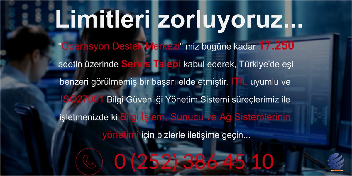 gmbilisim's tweet photo. Bugüne kadar 17bin in üzerinde Servis Talebi karşılayarak bir rekora imza attık... Bilgisayar, Sunucu ve Kablolu/Kablosuz Ağ Sistemlerinizin Desteği ve Servisi için bizimle iletişime geçin... #itil #gmbilişim #iso27001 #bilgigüvenliği #btservis #btdestek https://t.co/WByd2cNCpH