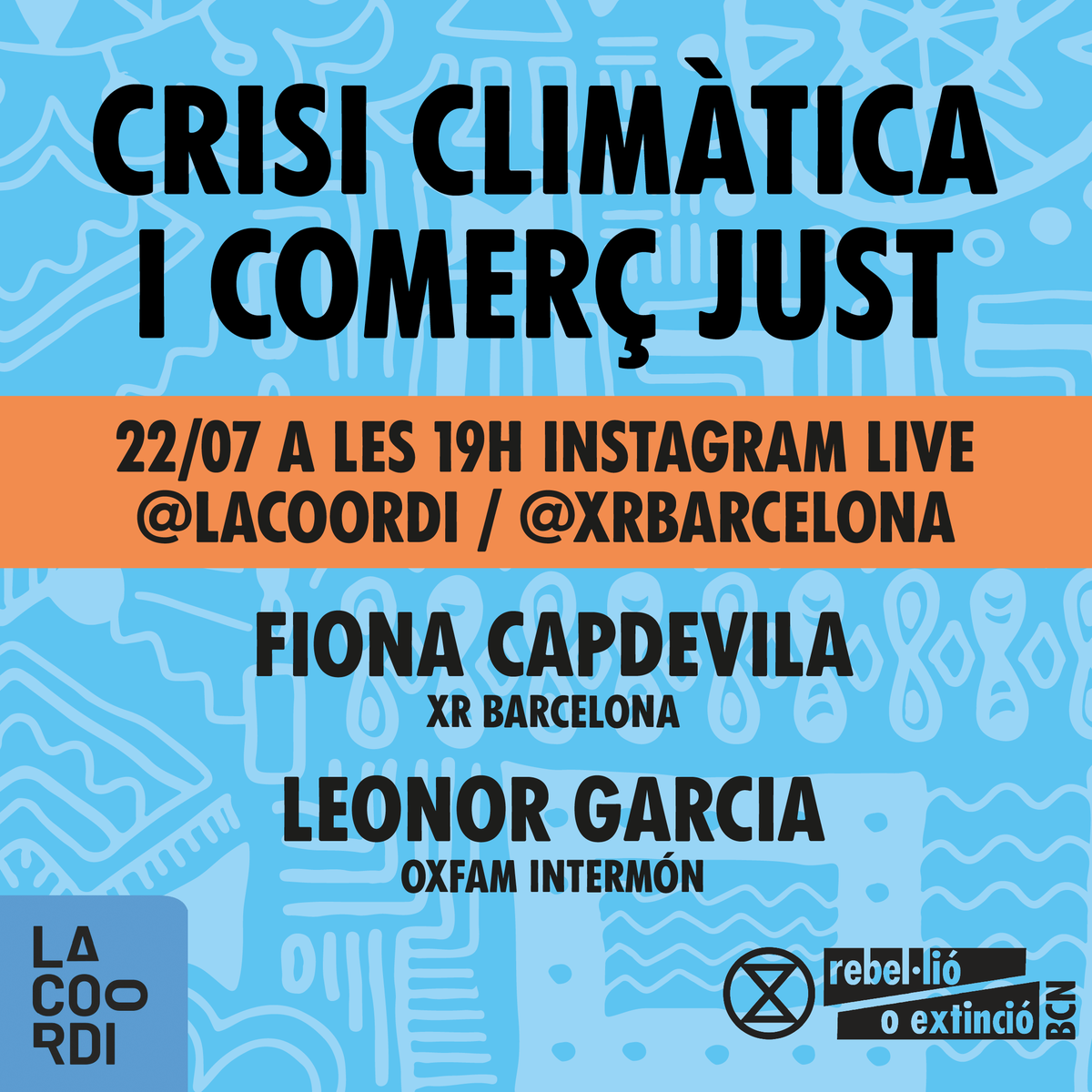 LaCoordiCat's tweet photo. 🔴 DEMÀ a les 19h estrenem el nostre INSTAGRAM LIVE 📡amb una conversa entre la Leonor Garcia d'@OxfamIntermon i la Fiona Capdevila d'@XRBarcelona sobre #ComerçJust i #CrisiClimàtica!

👉No us perdeu aquesta trobada que generarà debat i reflexions futures sobre el moviment! https://t.co/0cOsMklzQu