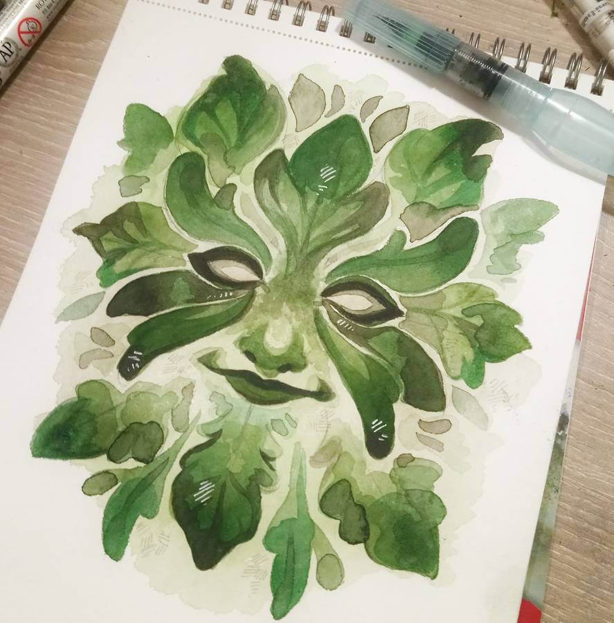 Type 9 : GreenManJ'aime les GreenMan j'en veux partout chez moi.Aquarelle verte.